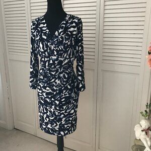 Ralph Lauren Abstract Floral Ruched Dress – Size 12